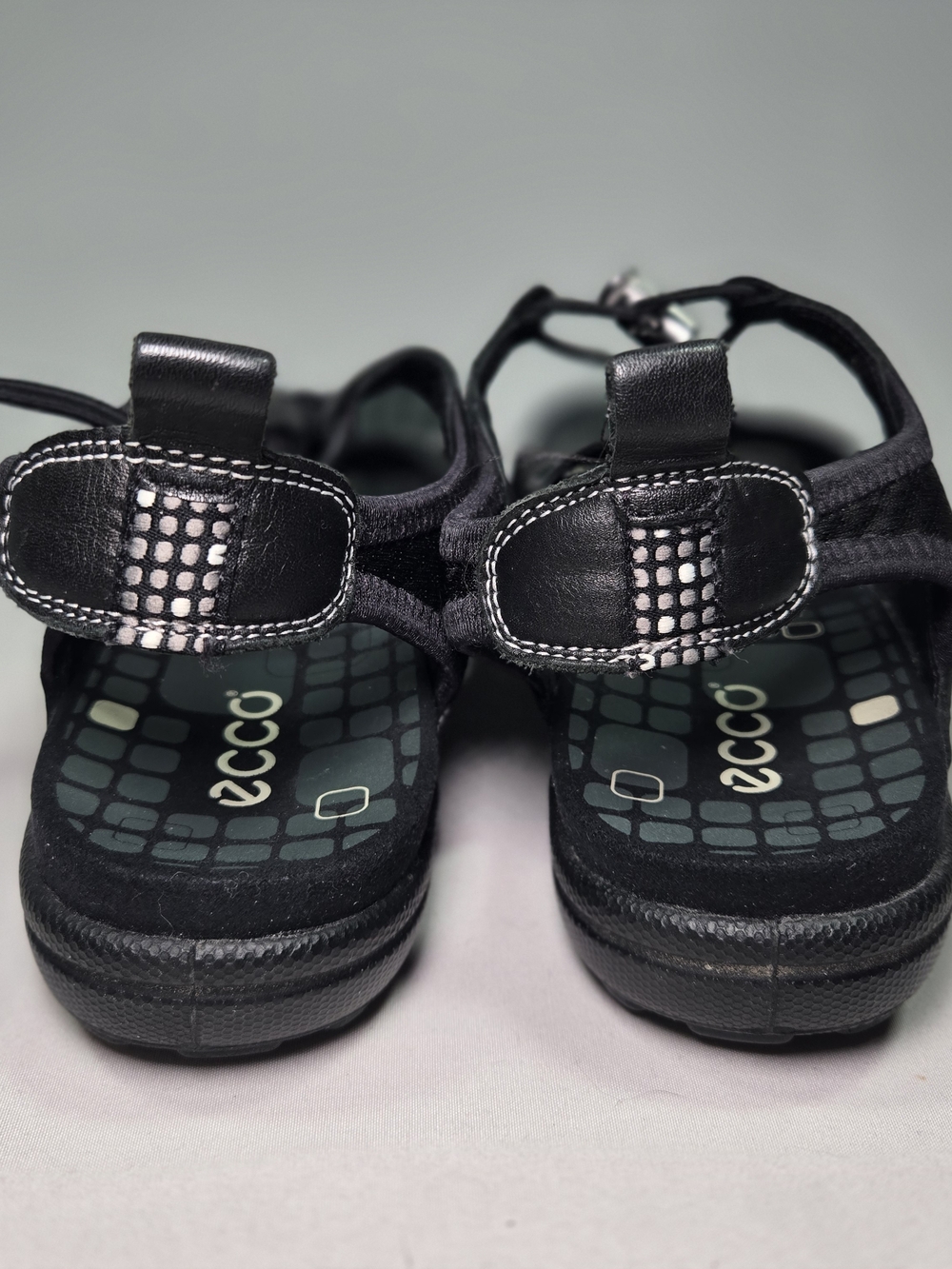 ECCO Jab Sandal Black Leather Speedlace Womens USA 10 - 10.5 EU 41 Strappy EUC - Picture 4 of 7